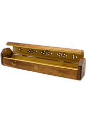 Brass Inlay Sun & Moon Coffin Incense Burner