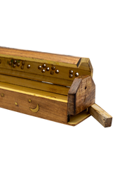 Brass Inlay Sun & Moon Coffin Incense Burner