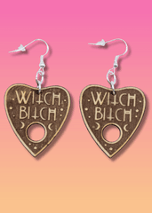 Witch Bitch Planchette Wooden Earrings