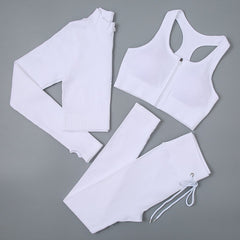 3pcs Women Seamless Workout Outfits Gym Sets Yoga Sportswear Tracksuit - Polished 24/7