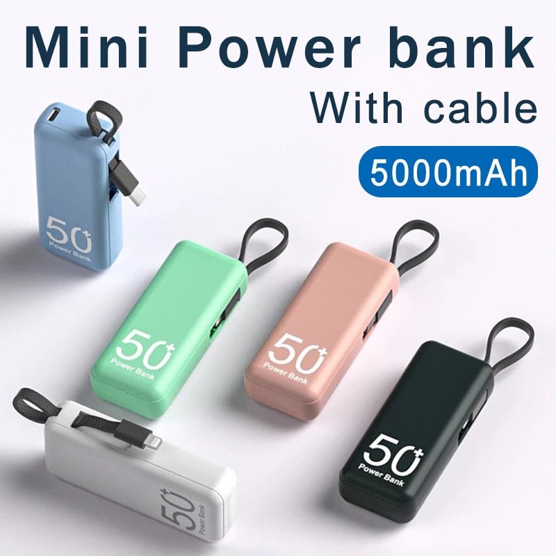 5000mAh Mini Power Bank Cellphone Fast Charging External Battery For Iphone Portable Emergency Own Line Powerbank For Huawei - Polished 24/7