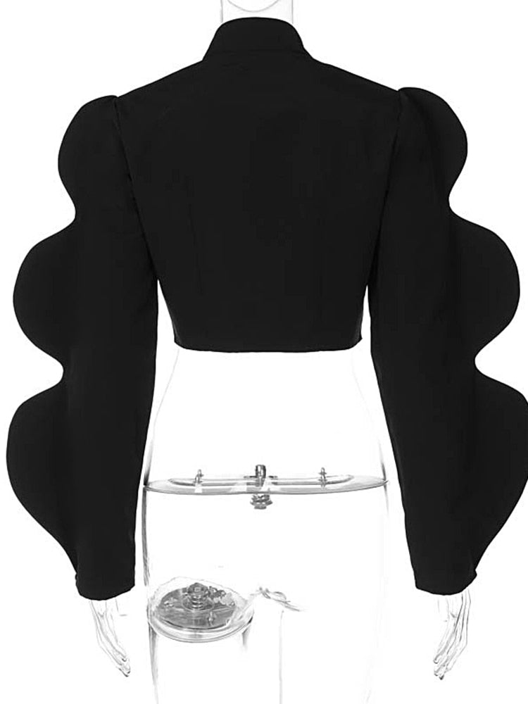 Black Long Oversized Puff Sleeves Sweatshirt - Polished 24/7