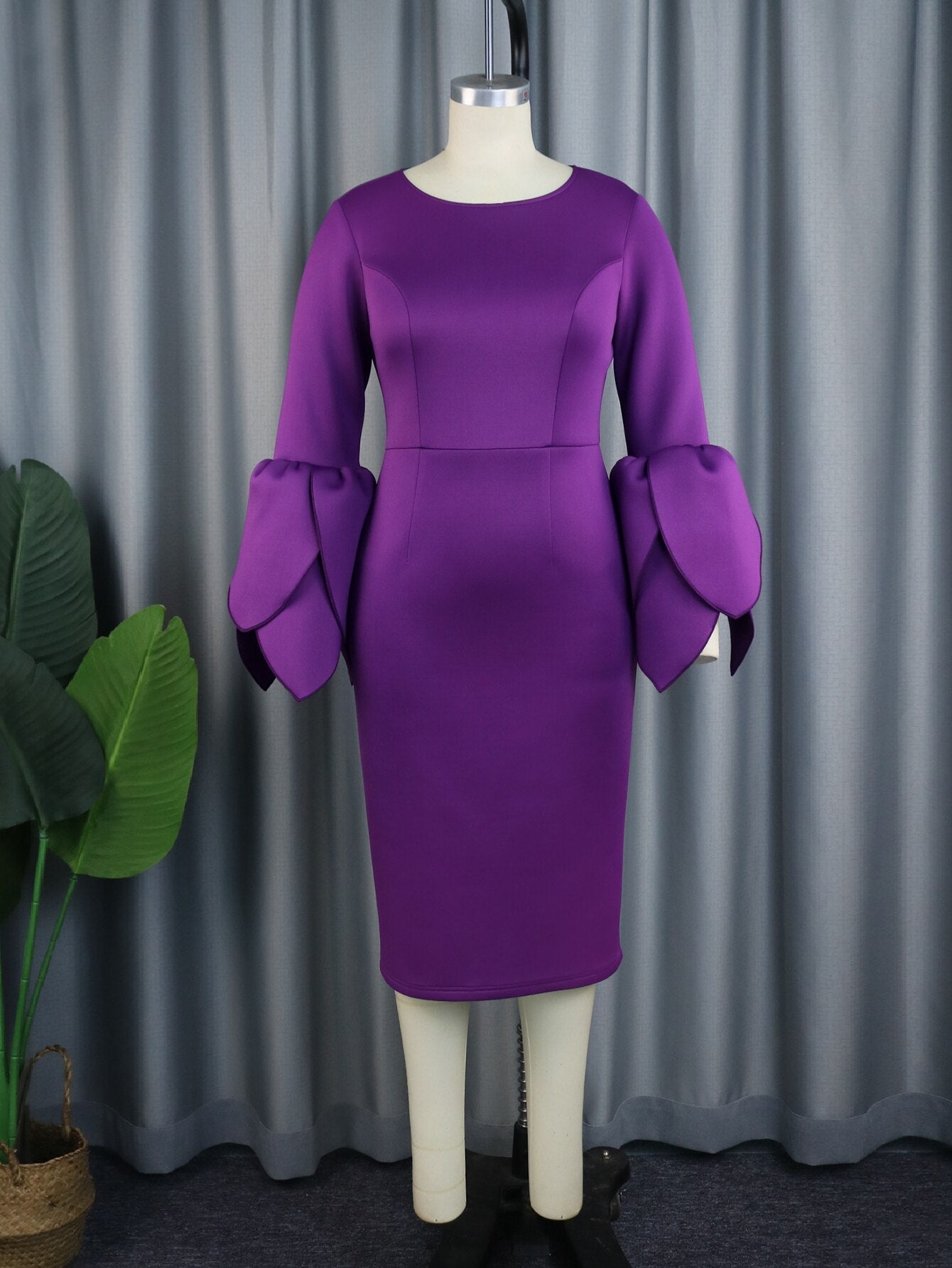 Bodycon Party /Evening Dress Long Sleeves Ruffles - Polished 24/7