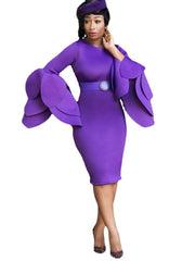 Bodycon Party /Evening Dress Long Sleeves Ruffles - Polished 24/7