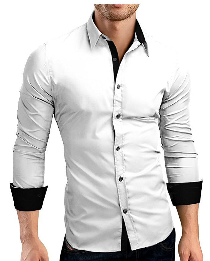 Business Men's Long-sleeved Shirt, Slim Fit, Colorful Buttons, Lapel, Mens - Polished 24/7