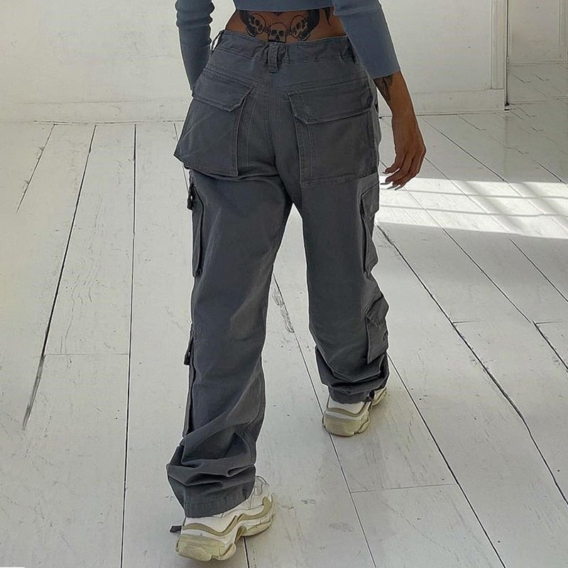 Cargo Pants Women High Waist Denim Overalls Casual Pants Baggy Vintage Y2k Streetwear Wide Leg Trousers Fashion Straight Jeans - Polished 24/7