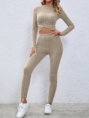 Crisscross Knit Top and Leggings Set - Polished 24/7