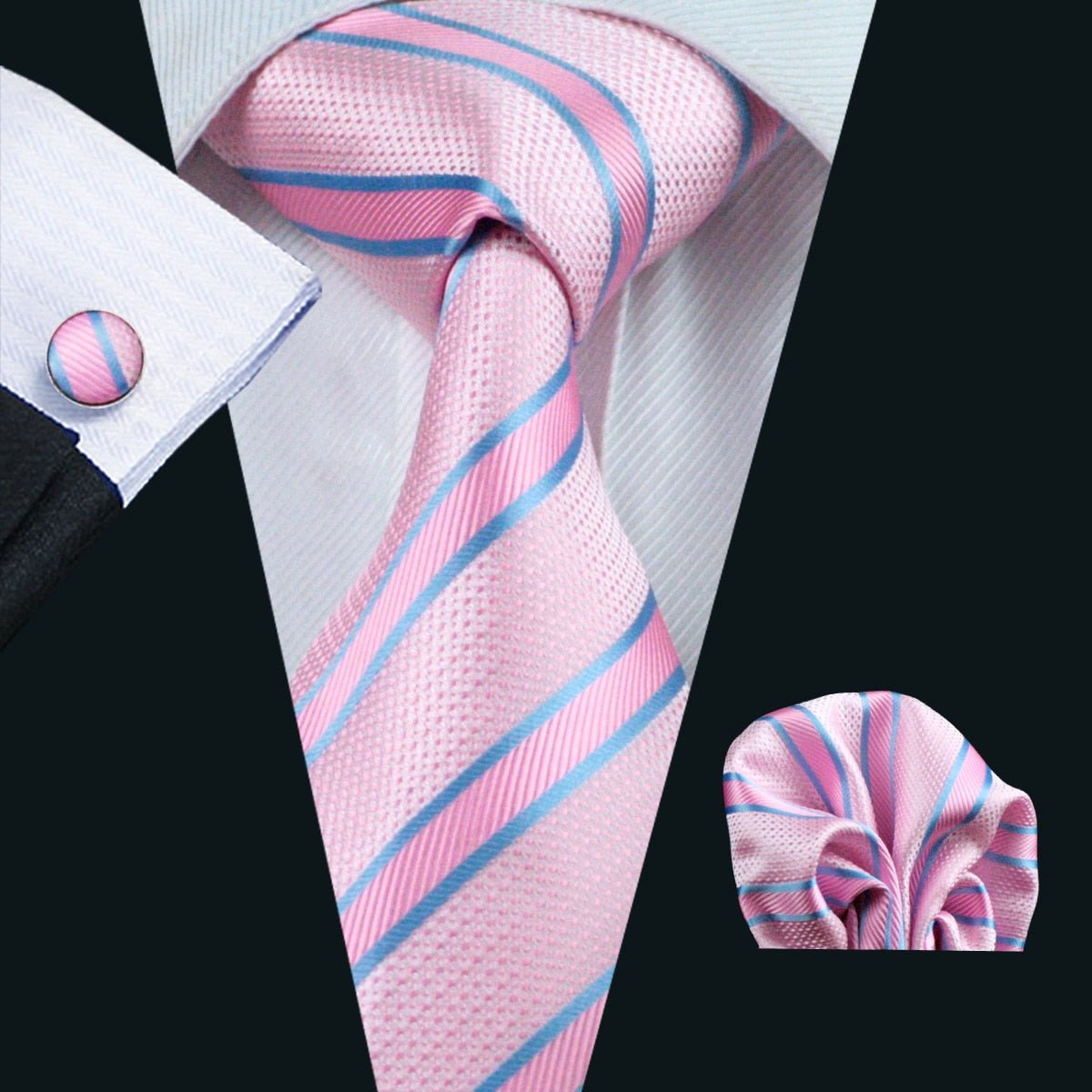 Fashion 100% Silk Pink Mens Wedding Tie Hanky Set Barry.Wang Fashion Designer Paisley Floral Neckties For Men Gift Party Groom - Polished 24/7
