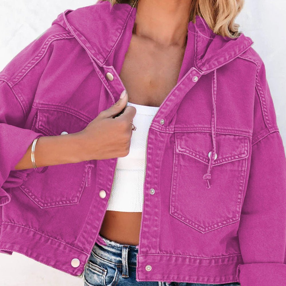 Hooded Dropped Shoulder Denim Jacket - Polished 24/7