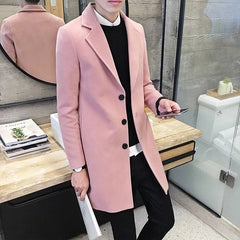 Long Cotton Wool Blend Casual Business Fashion Slim Jacket - Polished 24/7