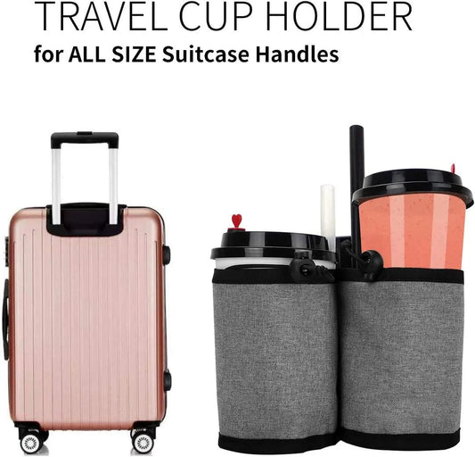 Luggage armrest storage bag, water cup, beverage storage bag, travel cup holder, non lifting suitcase handle 1PC - Polished 24/7