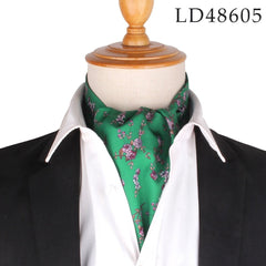 New Flora Men Cashew Tie Wedding Formal Cravat Ascot Scrunch Self British Gentleman Polyester Soft Neck Tie Luxury Print Scarf - Polished 24/7