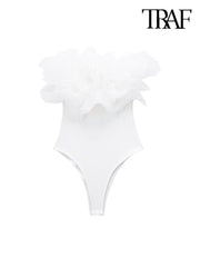 Organza Ruffle Rib Knit Bodysuit - Polished 24/7