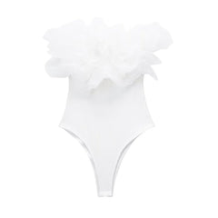 Organza Ruffle Rib Knit Bodysuit - Polished 24/7