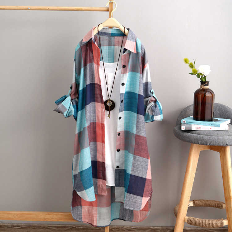 Plaid Cotton Blouse - Polished 24/7