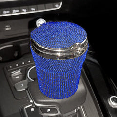 Portable Bling Car Ashtray w/ Blue LED Light Indicator - Polished 24/7