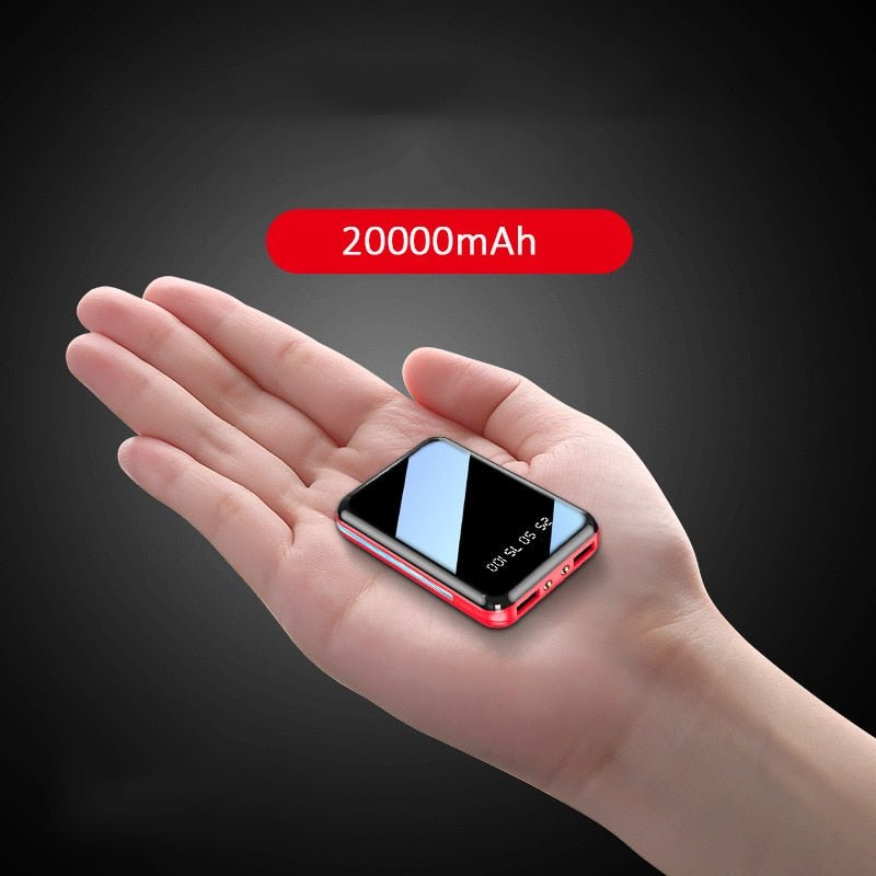 **Pre-Order. Will be shipped in Novmeber. Just in time fo the Holidays!** 20000mAh Mini Power Bank Portable Charger Mirror Screen LED Light Digital Display Powerbank External Battery Pack Power Bank - Polished 24/7