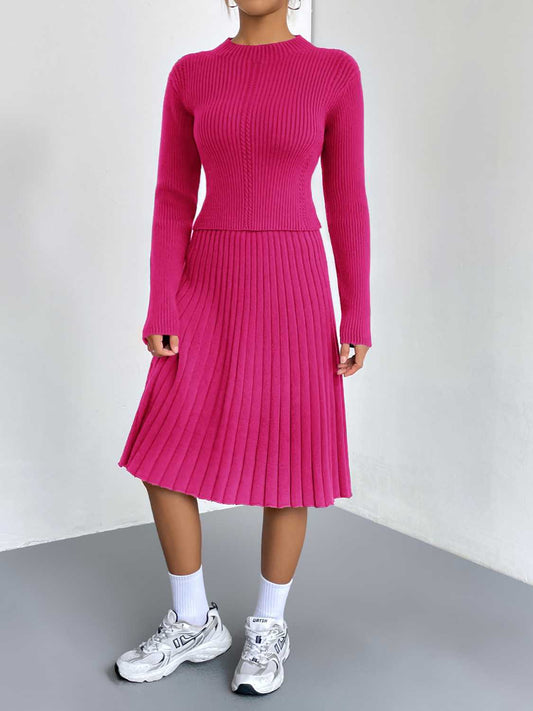 Rib-Knit Sweater and Skirt Set - Polished 24/7