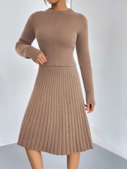 Rib-Knit Sweater and Skirt Set - Polished 24/7