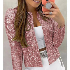 Sequin Casual Bomber Jackets Women - Polished 24/7