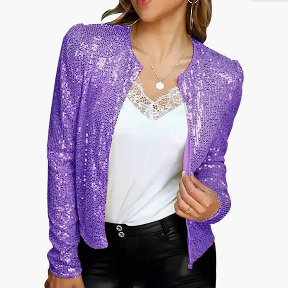 Sequin Casual Bomber Jackets Women - Polished 24/7