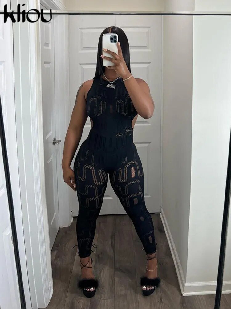 Sexy Hollow Out Half Backless Body-shaping One Piece Jumpsuit - Polished 24/7