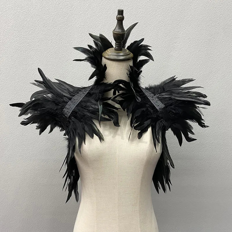 Sexy Punk Gothic Feather Natural Feather Shrugs Shawl - Polished 24/7