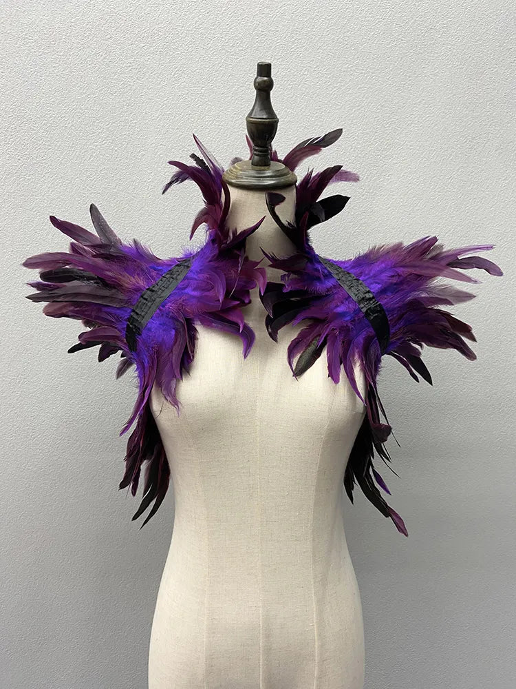 Sexy Punk Gothic Feather Natural Feather Shrugs Shawl - Polished 24/7