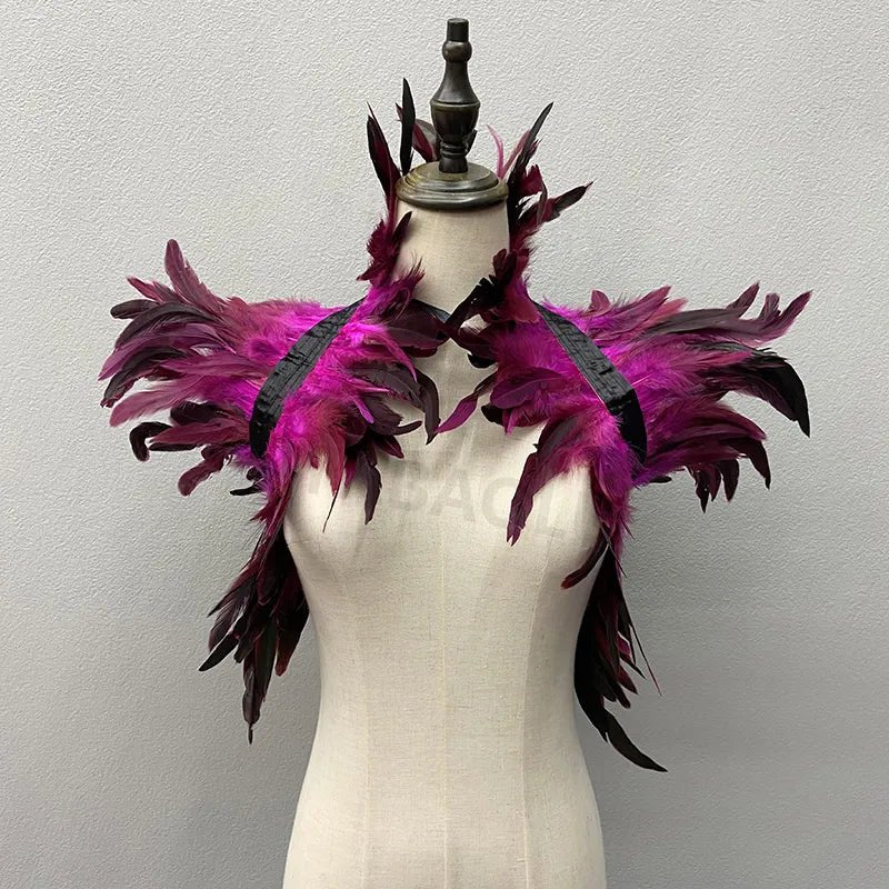 Sexy Punk Gothic Feather Natural Feather Shrugs Shawl - Polished 24/7