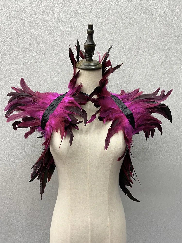 Sexy Punk Gothic Feather Natural Feather Shrugs Shawl - Polished 24/7