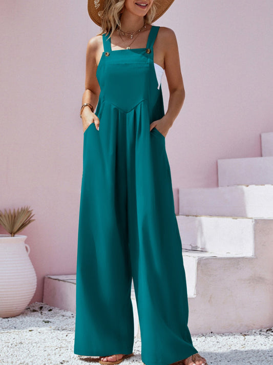 Spring/Summer New Ethnic Style Fashion Solid Color Wide Leg Jumpsuit Quick Sale Tongfa European and American Women's Cross - Polished 24/7