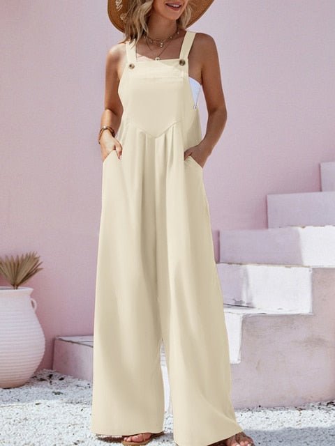 Spring/Summer New Ethnic Style Fashion Solid Color Wide Leg Jumpsuit Quick Sale Tongfa European and American Women's Cross - Polished 24/7