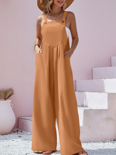 Spring/Summer New Ethnic Style Fashion Solid Color Wide Leg Jumpsuit Quick Sale Tongfa European and American Women's Cross - Polished 24/7