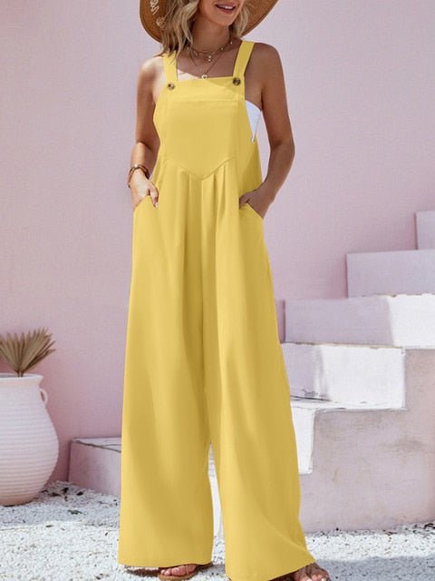 Spring/Summer New Ethnic Style Fashion Solid Color Wide Leg Jumpsuit Quick Sale Tongfa European and American Women's Cross - Polished 24/7