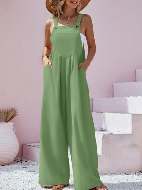 Spring/Summer New Ethnic Style Fashion Solid Color Wide Leg Jumpsuit Quick Sale Tongfa European and American Women's Cross - Polished 24/7