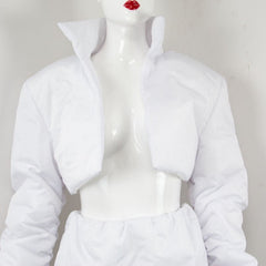 Standing Collar Long Sleeve Short Cardigan & Short Skirt Two Piece Set - Polished 24/7