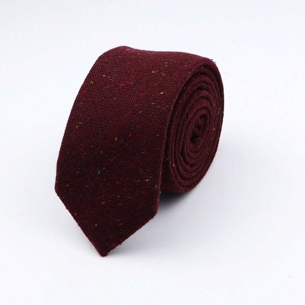 Thick Cashmere Wool Gentleman Solid Color Necktie 7CM Formal Wedding Party Europen Style Red Brown Green Gray Clothing Tie Gift - Polished 24/7