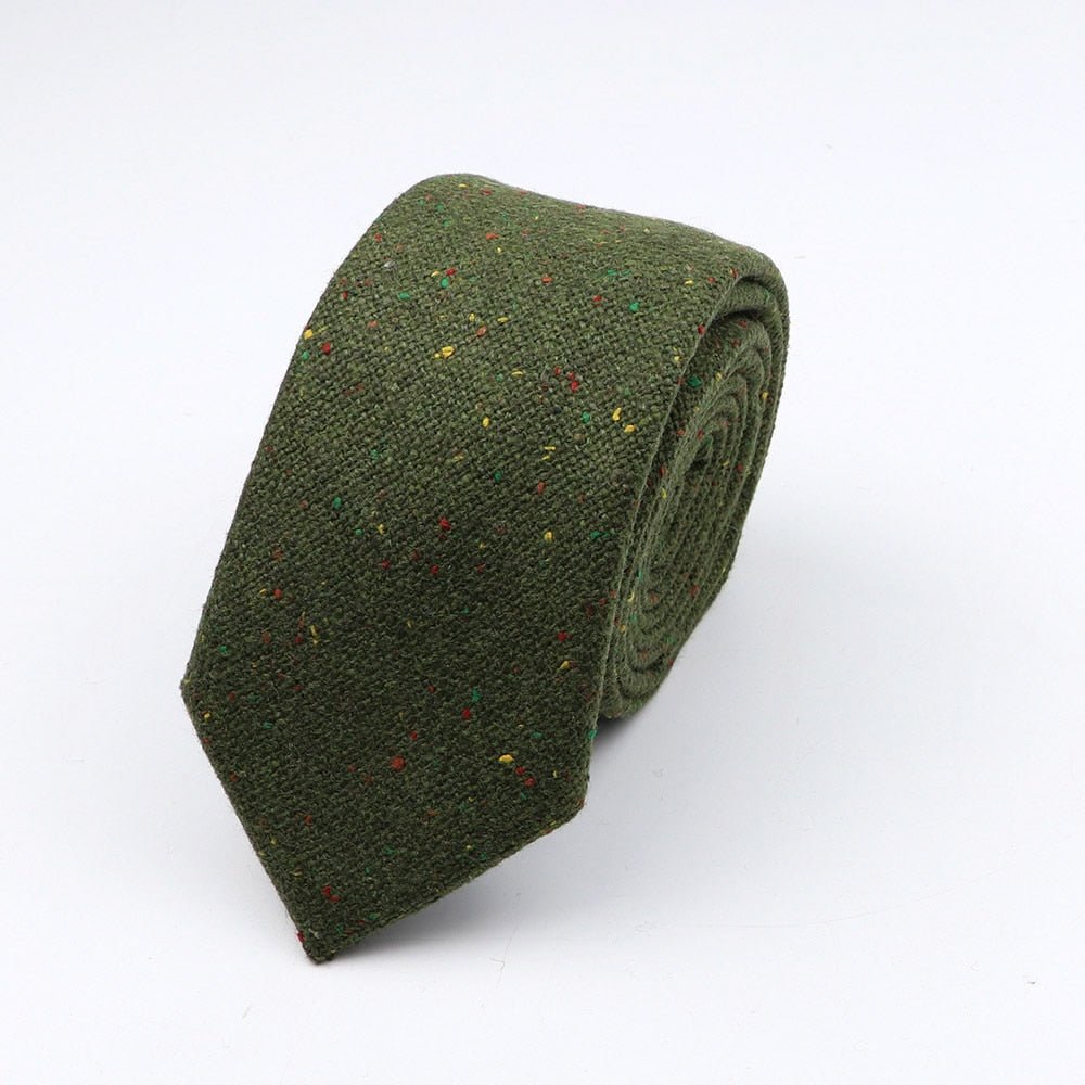 Thick Cashmere Wool Gentleman Solid Color Necktie 7CM Formal Wedding Party Europen Style Red Brown Green Gray Clothing Tie Gift - Polished 24/7