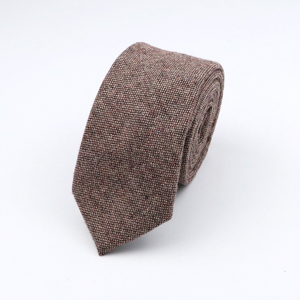 Thick Cashmere Wool Gentleman Solid Color Necktie 7CM Formal Wedding Party Europen Style Red Brown Green Gray Clothing Tie Gift - Polished 24/7