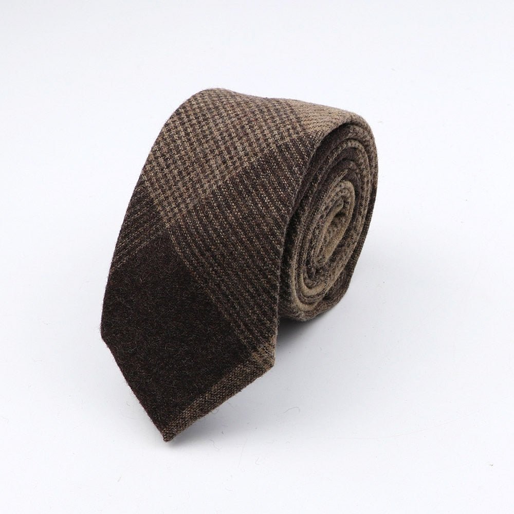 Thick Cashmere Wool Gentleman Solid Color Necktie 7CM Formal Wedding Party Europen Style Red Brown Green Gray Clothing Tie Gift - Polished 24/7