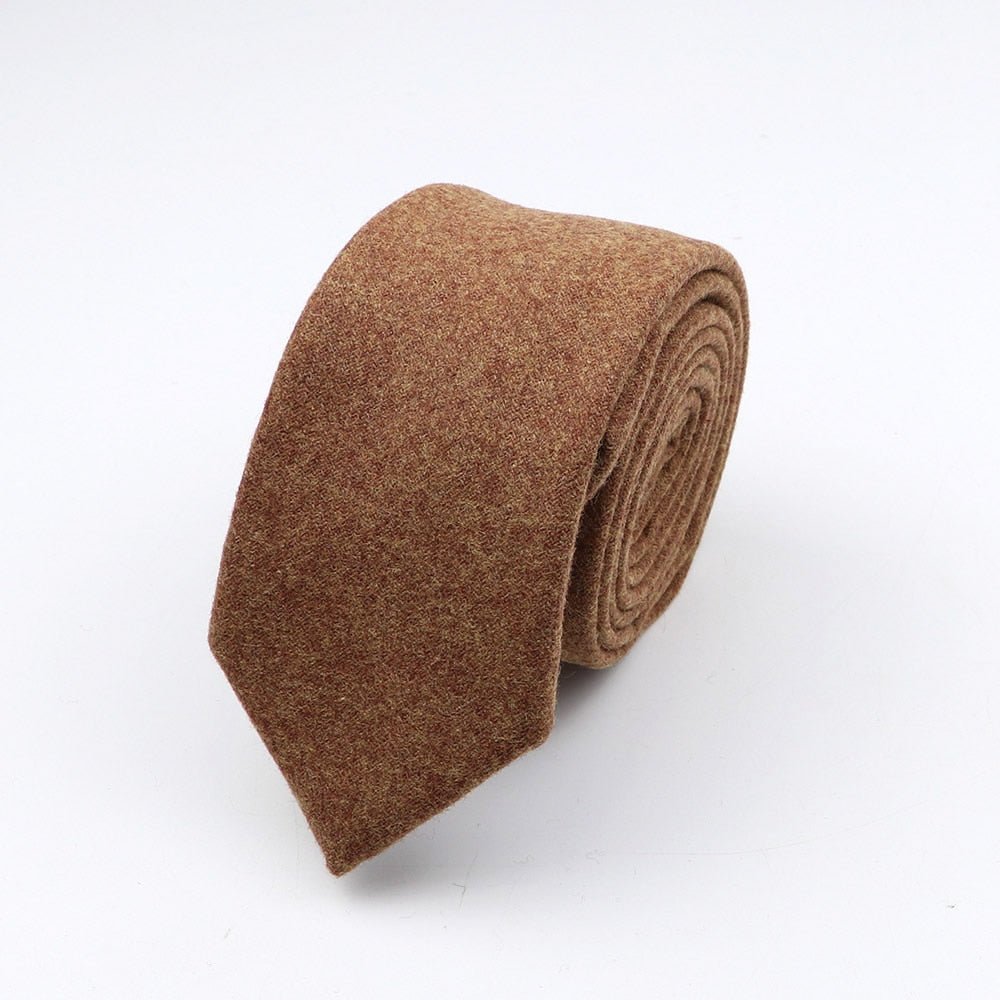 Thick Cashmere Wool Gentleman Solid Color Necktie 7CM Formal Wedding Party Europen Style Red Brown Green Gray Clothing Tie Gift - Polished 24/7