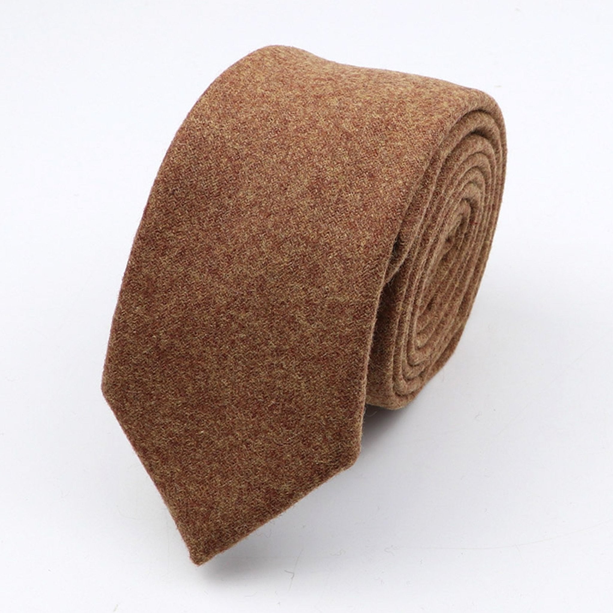 Thick Cashmere Wool Gentleman Solid Color Necktie 7CM Formal Wedding Party Europen Style Red Brown Green Gray Clothing Tie Gift - Polished 24/7