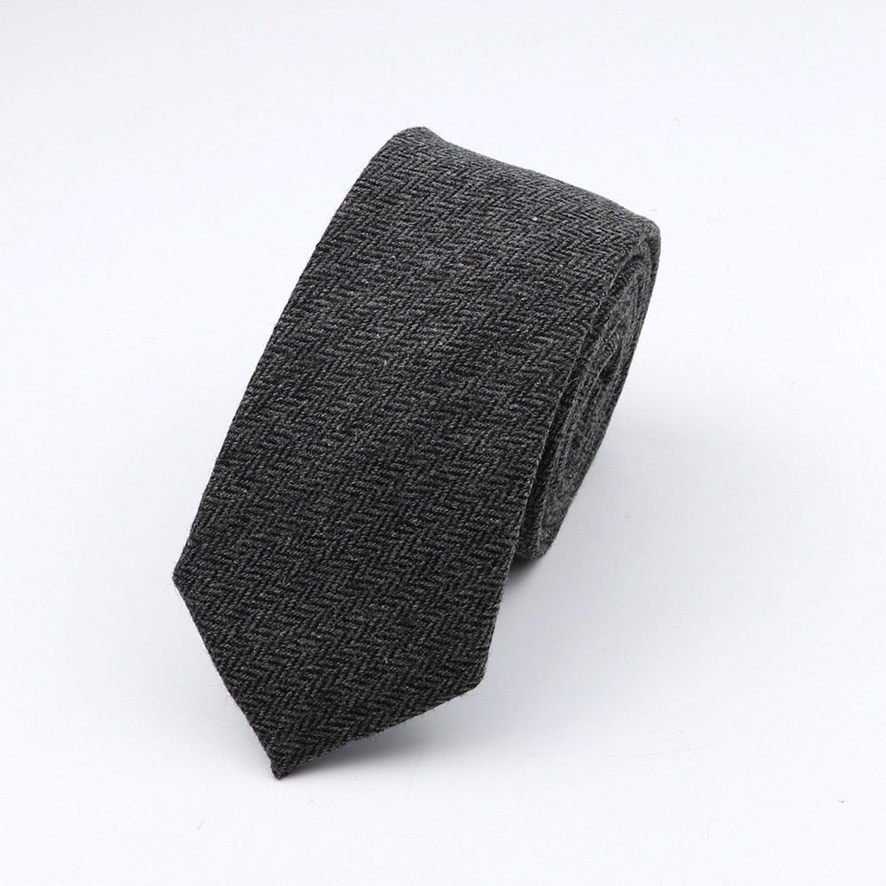 Thick Cashmere Wool Gentleman Solid Color Necktie 7CM Formal Wedding Party Europen Style Red Brown Green Gray Clothing Tie Gift - Polished 24/7