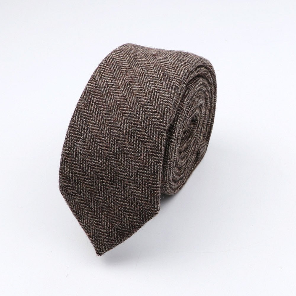 Thick Cashmere Wool Gentleman Solid Color Necktie 7CM Formal Wedding Party Europen Style Red Brown Green Gray Clothing Tie Gift - Polished 24/7
