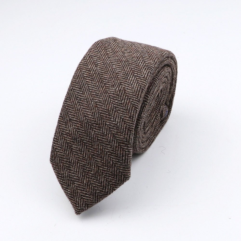 Thick Cashmere Wool Gentleman Solid Color Necktie 7CM Formal Wedding Party Europen Style Red Brown Green Gray Clothing Tie Gift - Polished 24/7