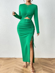 Twisted Top and Ruched Split Skirt Set - Polished 24/7